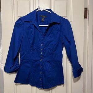Royal blue button up blouse
